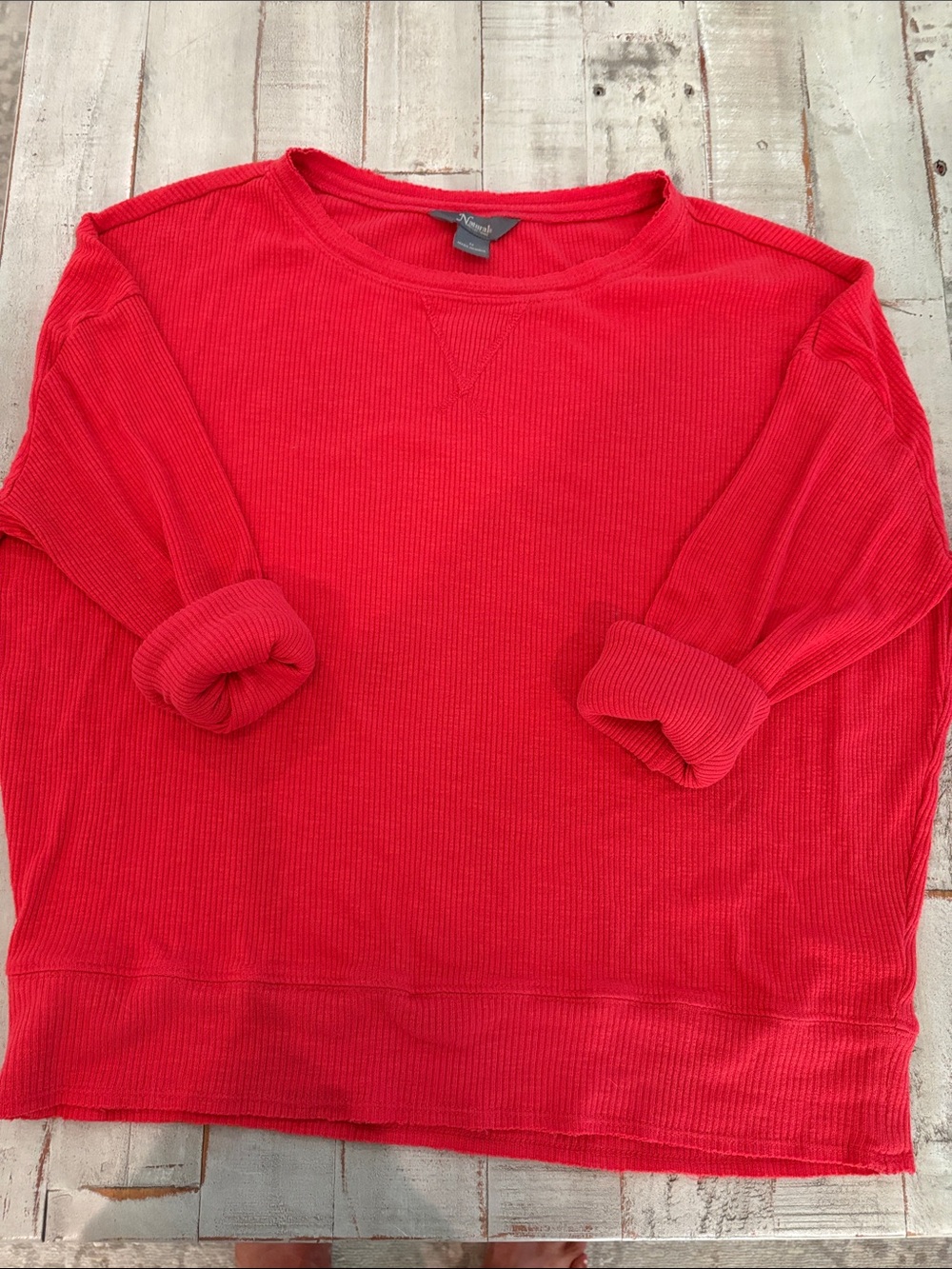 Natural Reflections Coral Ribbed Top